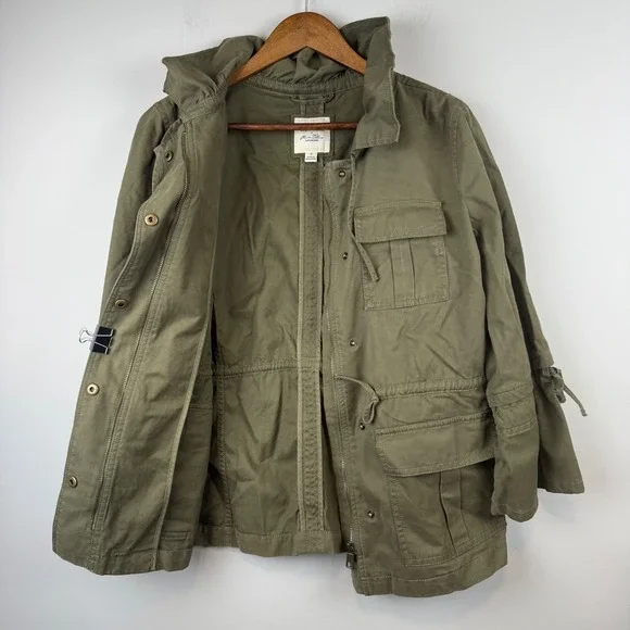 Banana Republic Olivia Palermo Jacket Women Olive Green Excellent Utility Cargo - Picture 3 of 13